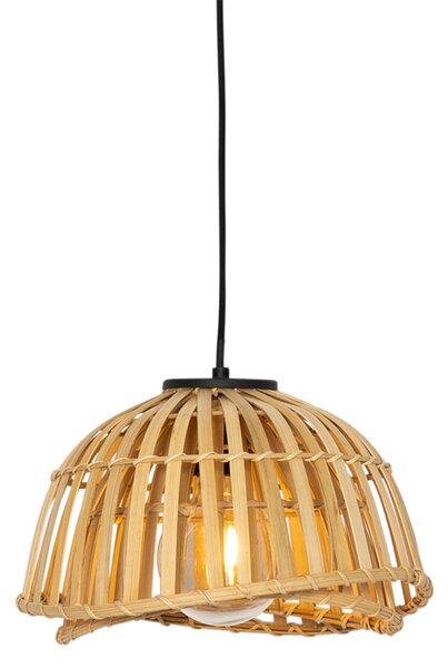 Orientalna lampa wisząca czarna z naturalnym bambusem 30 cm - Pua