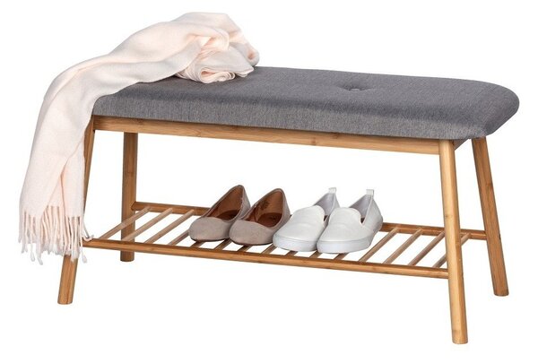 Szaro-brązowa bambusowa szafka na buty z siedziskiem Bahari – Wenko