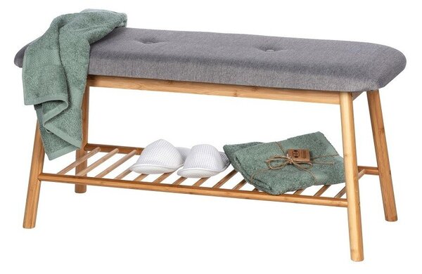 Szaro-brązowa bambusowa szafka na buty z siedziskiem Bahari – Wenko