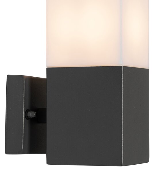 Nowoczesna lampa ścienna zewnętrzna ciemnoszara z opalizującym szkłem - Malios