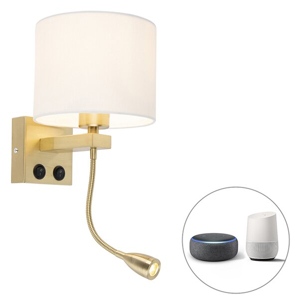 Inteligentna lampa ścienna złota z białym kloszem z Wi-Fi A60 - Brescia Oswietlenie wewnetrzne