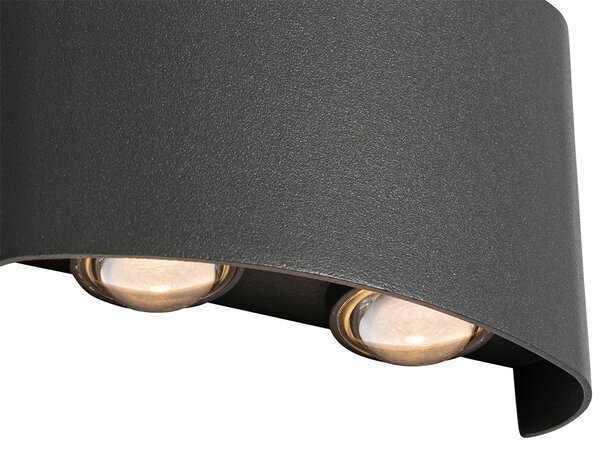 Lampa ścienna zewnętrzna ciemnoszara zintegrowana LED 4-punktowa IP54 - Silly