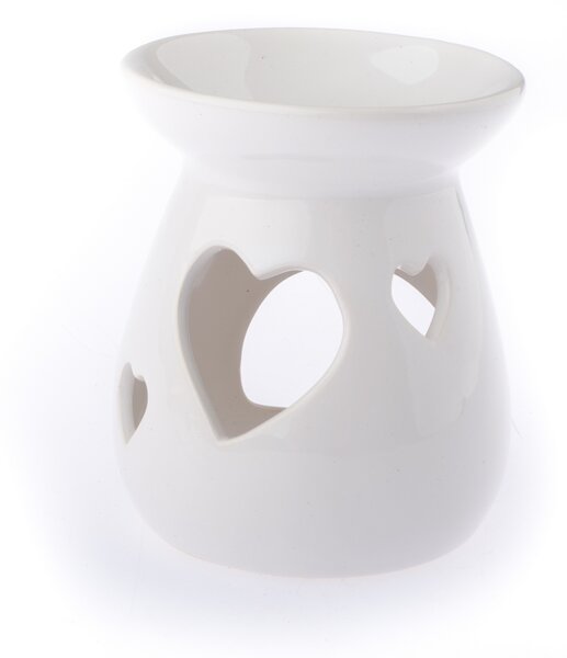 Ceramiczny kominek zapachowy Serce biały, 11 x 10 cm
