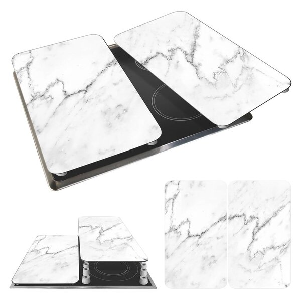 Komplet 2 szklanych osłonek na kuchenkę Wenko Marble, 52x30 cm