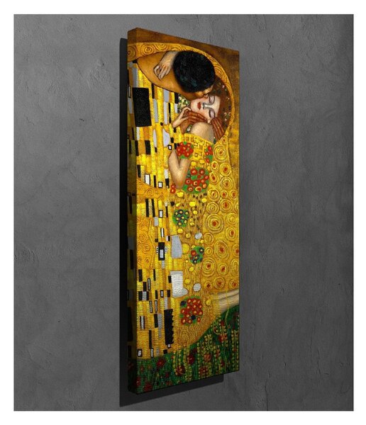 Reprodukcja obrazu na płótnie Gustav Klimt The Kiss, 30x80 cm