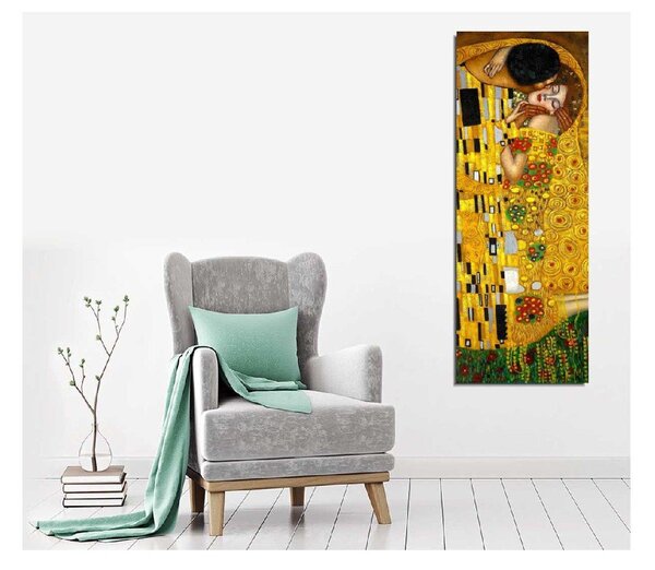Reprodukcja obrazu na płótnie Gustav Klimt The Kiss, 30x80 cm
