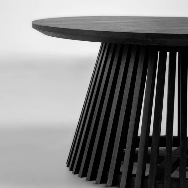 Czarny stolik z drewna tekowego Kave Home Irune, ⌀ 80 cm