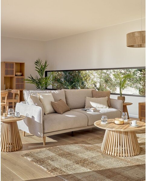 Stolik z drewna tekowego Kave Home Irune, ⌀ 80 cm