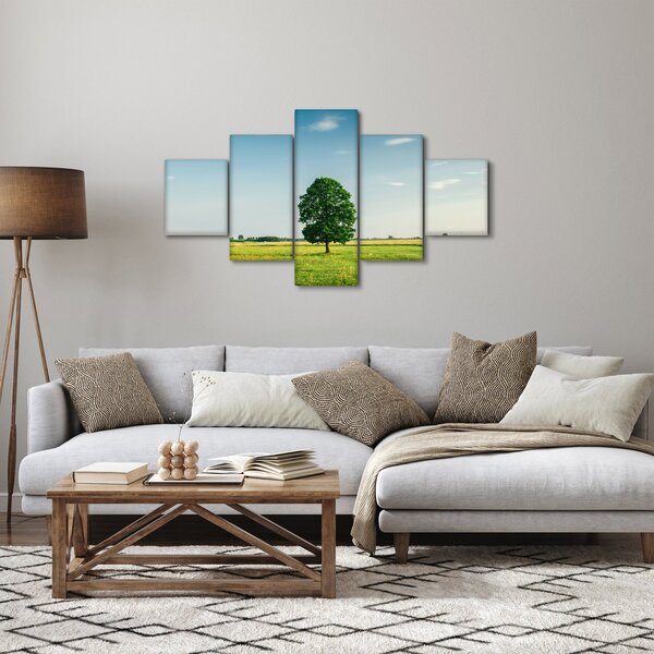 Obraz drzewa na środku łąki (125x70 cm)