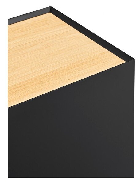 Czarno-naturalna niska komoda w dekorze dębu 110x85 cm Arista – Teulat