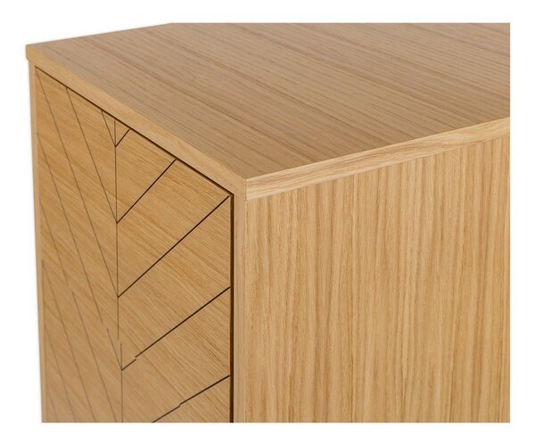 Komoda w dębowym dekorze Woodman Mora Narrow Herringbone Print