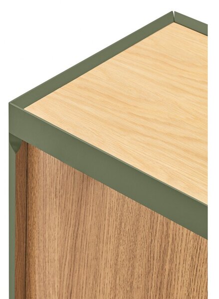 Zielona wysoka komoda w dekorze dębu 95x120 cm Arista – Teulat