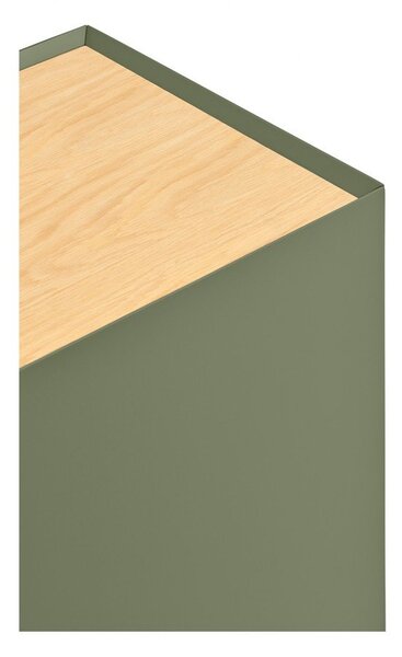 Zielona niska komoda w dekorze dębu 110x85 cm Arista – Teulat