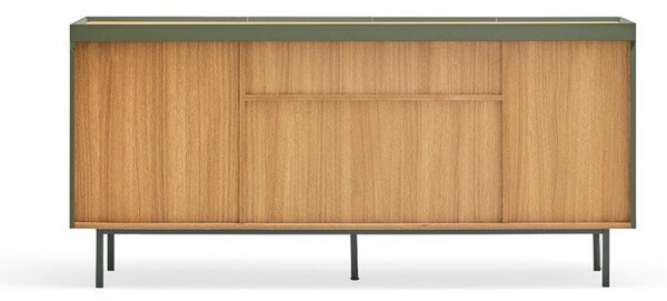 Zielono-naturalna niska komoda w dekorze dębu 165x78 cm Arista – Teulat