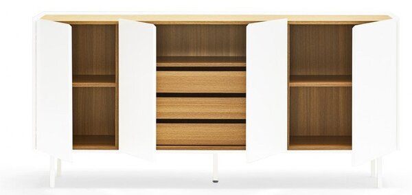 Biało-naturalna niska komoda w dekorze dębu 165x78 cm Arista – Teulat