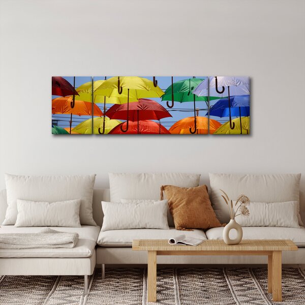 Obraz kolorowych parasoli (170x50 cm)