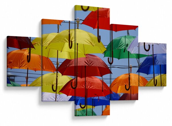 Obraz kolorowych parasoli (125x70 cm)