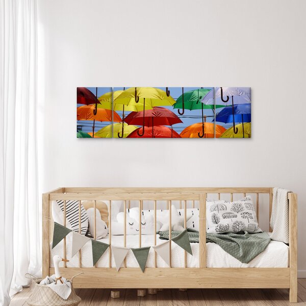 Obraz kolorowych parasoli (170x50 cm)