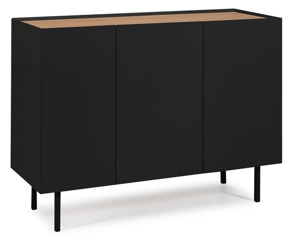 Czarno-naturalna niska komoda w dekorze dębu 110x85 cm Arista – Teulat