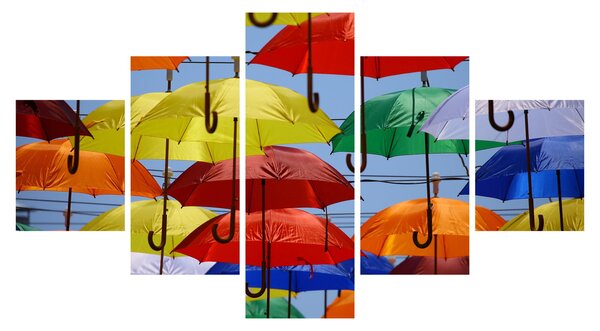 Obraz kolorowych parasoli (125x70 cm)
