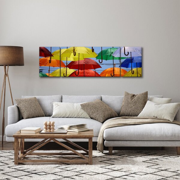 Obraz kolorowych parasoli (170x50 cm)