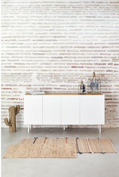 Biało-naturalna niska komoda w dekorze dębu 165x78 cm Arista – Teulat