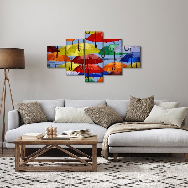 Obraz kolorowych parasoli (125x70 cm)