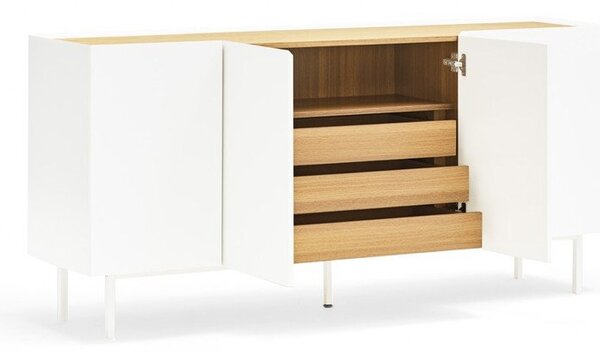 Biało-naturalna niska komoda w dekorze dębu 165x78 cm Arista – Teulat