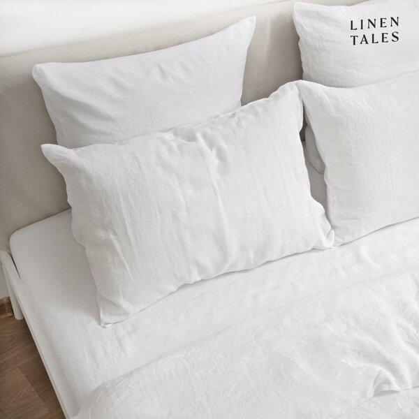 Białe lniane prześcieradło z gumką 140x200 cm White – Linen Tales
