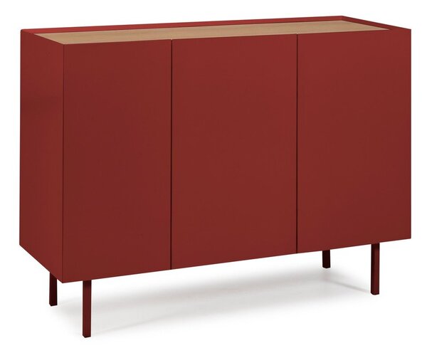 Czerwona niska komoda w dekorze dębu 110x85 cm Arista – Teulat
