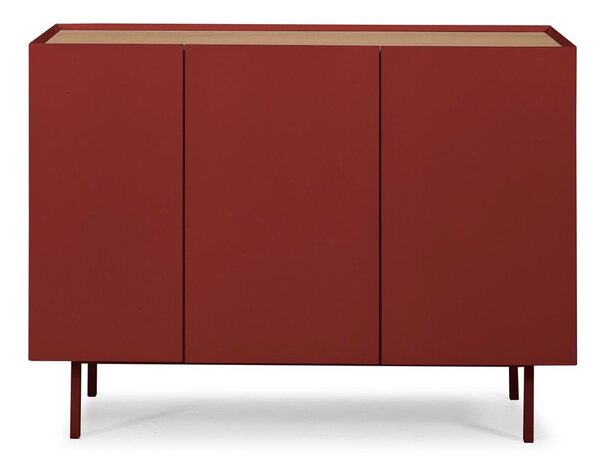 Czerwona niska komoda w dekorze dębu 110x85 cm Arista – Teulat