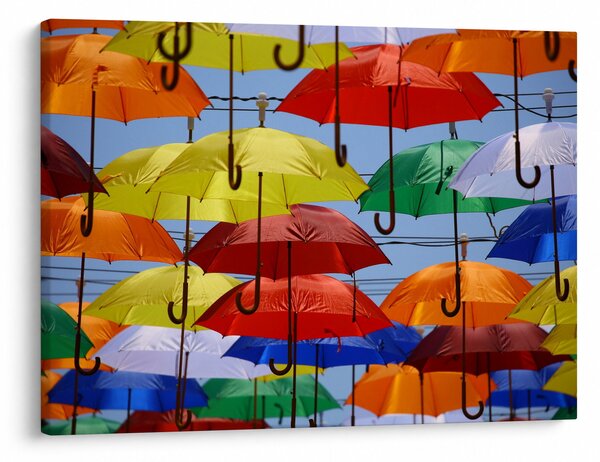 Obraz kolorowych parasoli (70x50 cm)