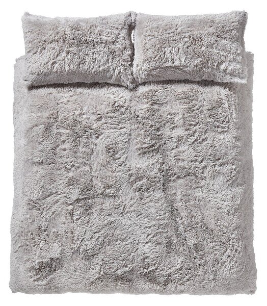 Jasnoszara pościel z mikropluszu Catherine Lansfield Cuddly, 135x200 cm