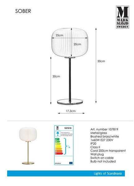 Lampa stołowa Markslöjd Sober