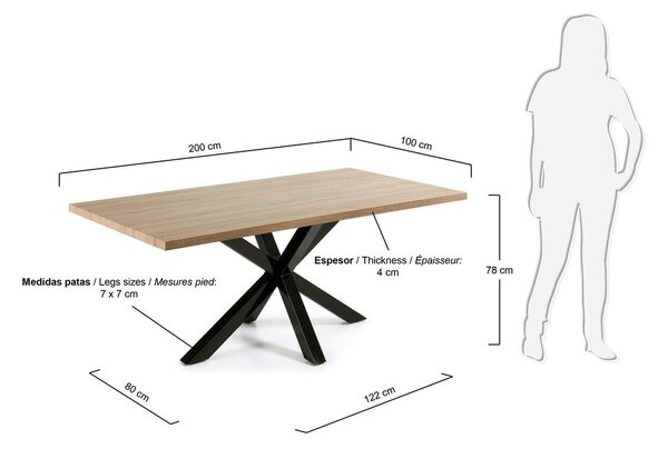 Stół do jadalni w dekorze drewna dębowego Kave Home, 200 x 100 cm