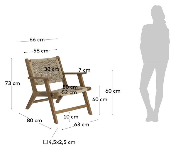 Drewniany fotel ogrodowy w naturalnym kolorze Geralda – Kave Home