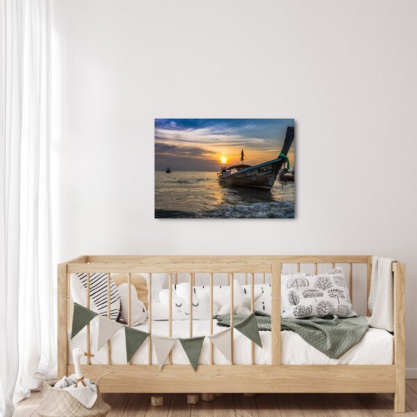 Obraz statku na brzegu (70x50 cm)