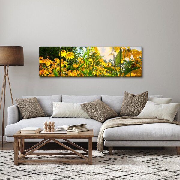 Obraz żółtych kwiatów (170x50 cm)