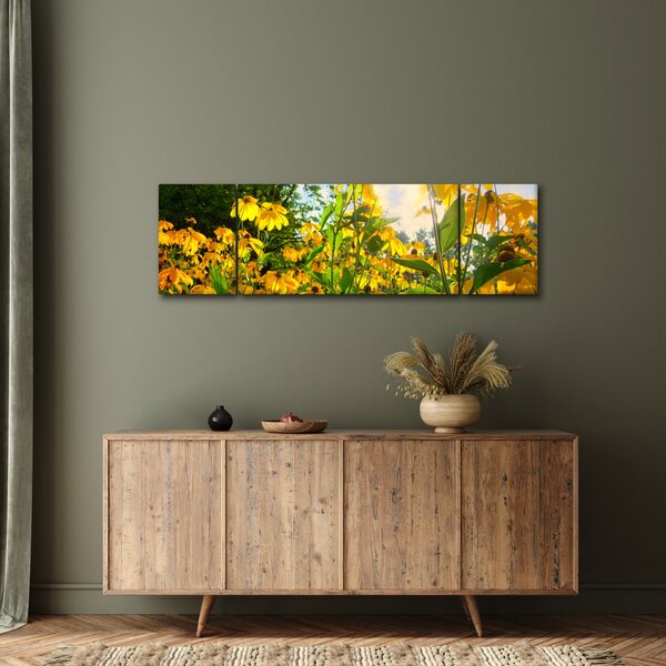 Obraz żółtych kwiatów (170x50 cm)