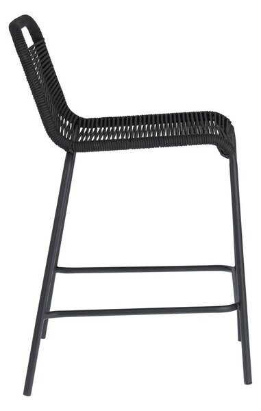 Czarny hoker ze stalową konstrukcją Kave Home Glenville, wys. 62 cm