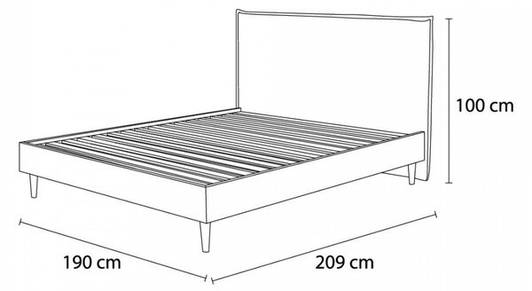 Beżowe tapicerowane łóżko dwuosobowe ze stelażem 180x200 cm Sary – Bobochic Paris