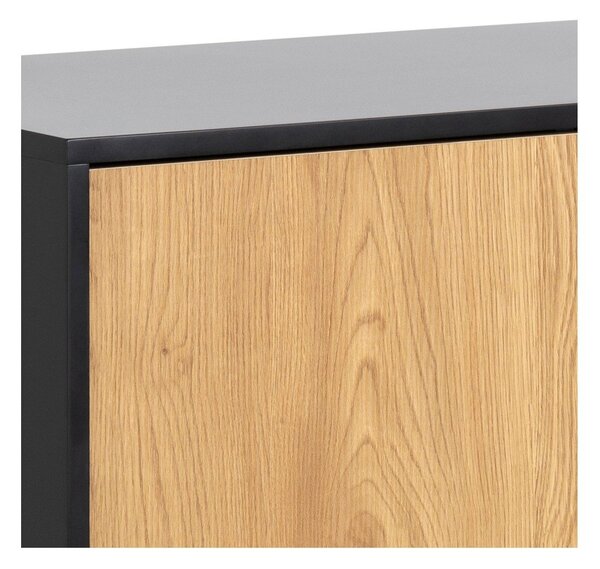 Czarno-naturalna niska komoda w dekorze dębu 120x82 cm Seaford – Actona