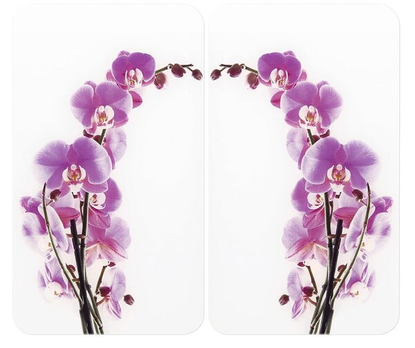Zestaw 2 szklanych płyt ochronnych na kuchenkę Wenko Orchid, 52x30 cm