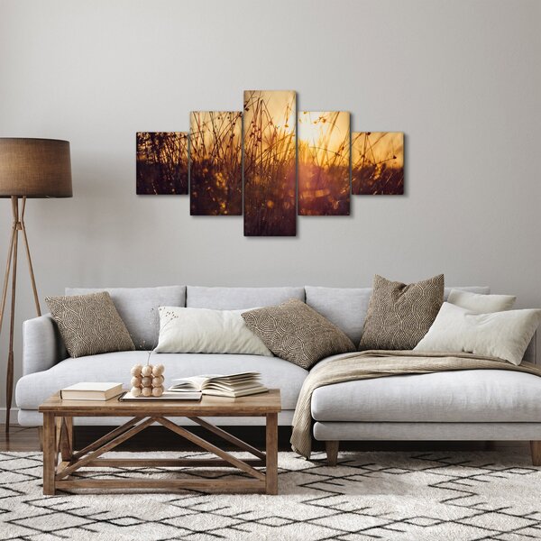 Obraz pola o zachodzie słońca (125x70 cm)