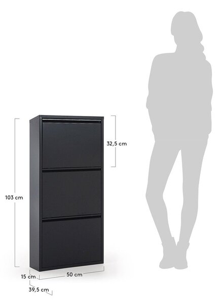 Antracytowa metalowa uchylna szafka na buty 50x103x15 cm Ode – Kave Home