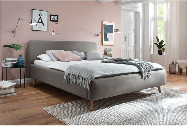 Szarobrązowe tapicerowane łóżko dwuosobowe bez stelaża 160x200 cm Mattis – Meise Möbel