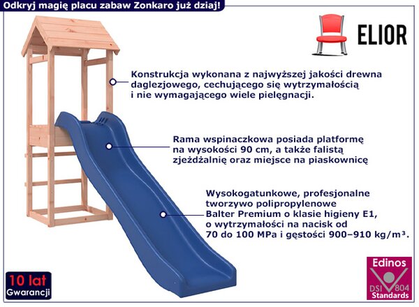 Ogrodowy plac zabaw z domkiem i zjeżdżalnią - Zonkaro