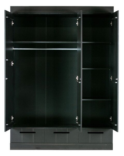 Czarna szafa z konstrukcją z drewna sosnowego WOOOD Connect, szer. 140 cm