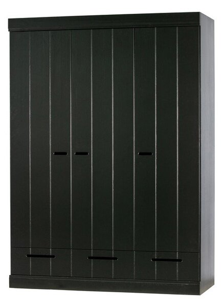 Czarna szafa z konstrukcją z drewna sosnowego WOOOD Connect, szer. 140 cm