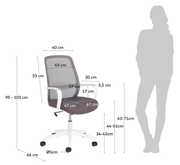Szare krzesło biurowe Kave Home Melva